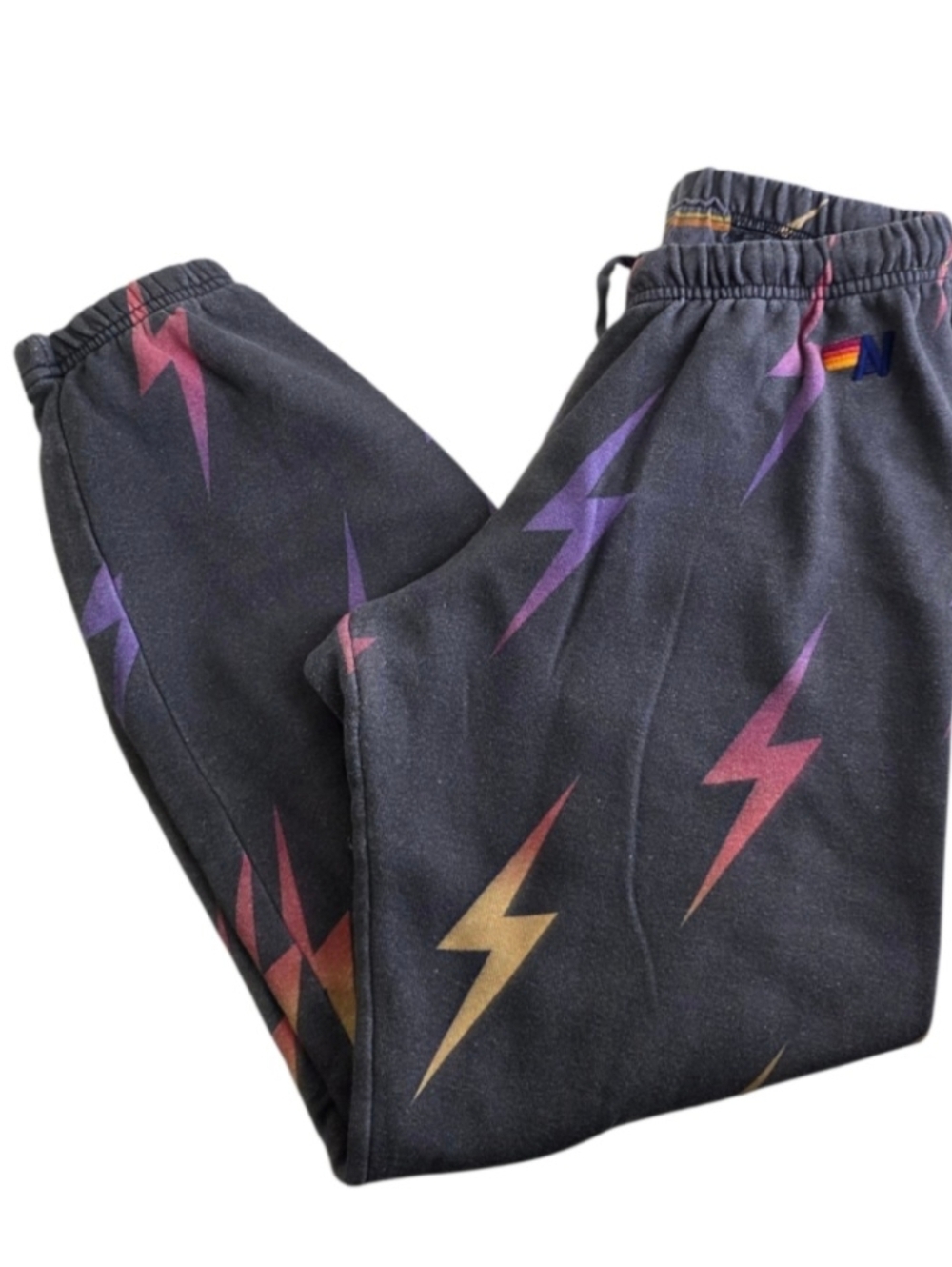 AVIATOR NATION Repeat Lightening Bolt Sweatpants  Rainbow